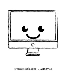 figure smile computer screen kawaii cartoon
