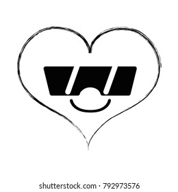 figure smile heart passion kawaii with sunglasses
