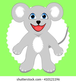 the figure of a smiling image of a fictional mouse on a green background