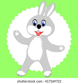 the figure is smiling rabbit on a green background