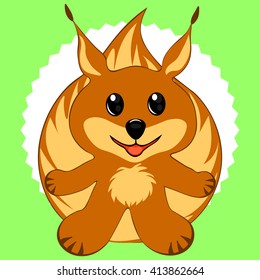 the figure is smiling squirrel on a green background