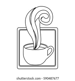 figure squard symbol of coffee cup, vector illustraction design image