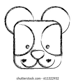 figure square bear face animal, vector illustration