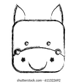 figure square donkey face animal, vector illustration