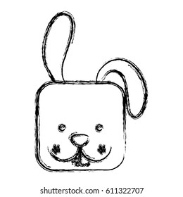 figure square rabbit face animal, vector illustration