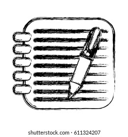figure square rings notebook with pen, vector illustration design