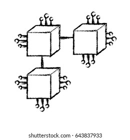 figure squares digital connections with electronic circuits