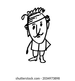 the figure of an standing Hindu man. A hand-drawn character. Vector doodle illustration