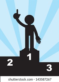 Figure standing on first place pedestal 