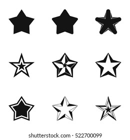 Figure star icons set. Simple illustration of 9 figure star vector icons for web