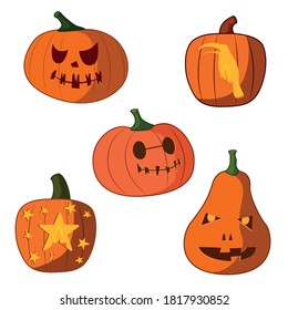The figure of the star pumpkin. Bird on a vegetable. Candle in the pumpkin for the October holiday.