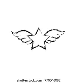 figure star with wings rock symbol art