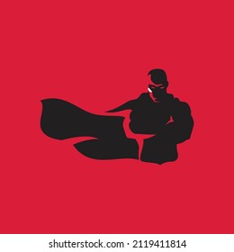 Figure superhero icon, flat style