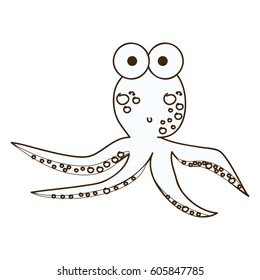 figure surprised octopus caartoon icon, vector illustration design