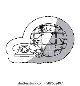 figure symbol global communication telephone icon, vector illustraction design