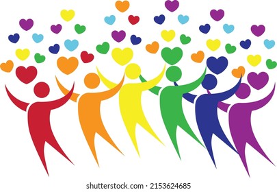 figure symbol and icon of people illustration multi racial lgbt spread love isolated transparency