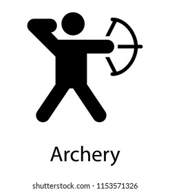 
Figure taking aim of an arrow with bow in hand symbolising archery 
