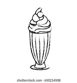figure tasty ice cream with cherry in the glass cup