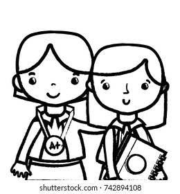 figure teacher with student to class education lesson