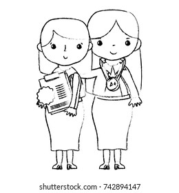 figure teacher with student to class education lesson