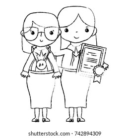 figure teacher with student to class education lesson