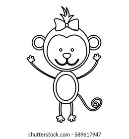 figure teddy monkey bow head, vector illustration design