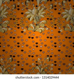 Figure for textiles. Decorative floral elements for invitation and postcard design. Cute elegant flowers Vector illustration. Seamless pattern with leaves. Background for poster or cover.