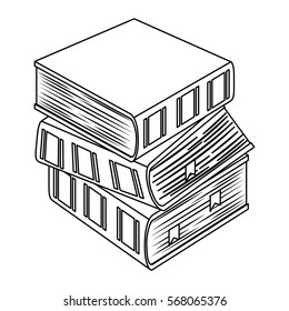 Figure three thick books one on top of other icon