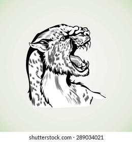 Figure tiger panther head aggressive wildcat drawing tattoo