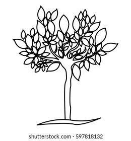 figure tree with many leaves icon, vector illustraction design
