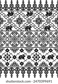 Figure tribal Thai geometric ethnic pattern traditional and elephant design for textured,fabrics,clothing,wrapping,carpet,print,background.