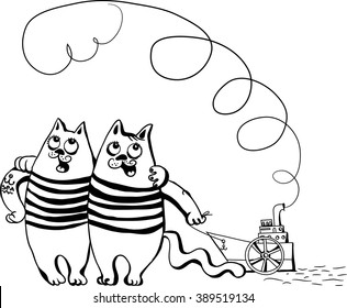 Figure two cheerful cat - sailor