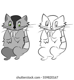 Figure two small raccoons on a white background