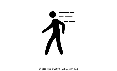 Figure walking, black isolated silhouette