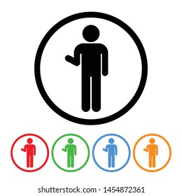 Figure waving icon vector man with hand waving shape symbol sign with four color variations vector illustration element design isolated on a white background