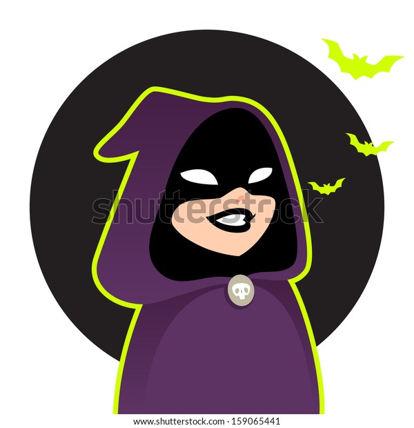 Figure Wearing Purple Hood Halloween Cartoon Stock Vector Royalty Free 159065441