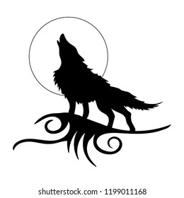 Figure wolf in the form of a tattoo. On a white background.