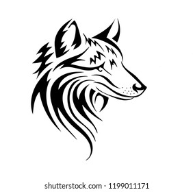 Figure wolf in the form of a tattoo. On a white background.
