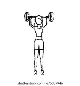 figure woman with dumbbell to do exercise