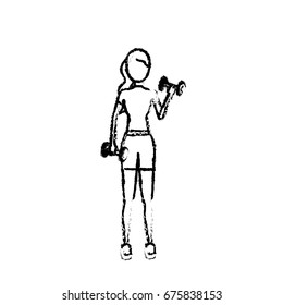 figure woman with dumbbell to do exercise