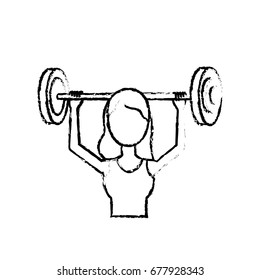 figure woman with dumbbell to do exercise