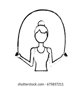 figure woman jumping to do exercise