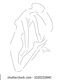 Figure of a woman made with a dashed black line. Sketch