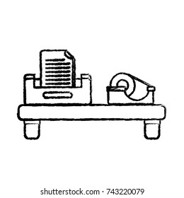 figure wood shelf with adhesive tape and documents inside file cabinet