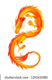 Figure of a wriggling Golden Chinese dragon