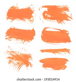 Figured abstract strokes orange gouache paint 