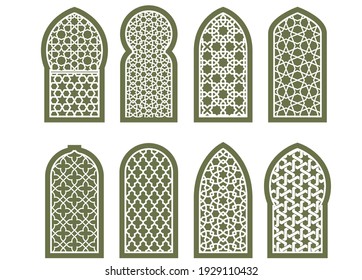 Figured Arabian Window Ornament, Oriental Grating Decoration, Arabesque Pattern, Vector