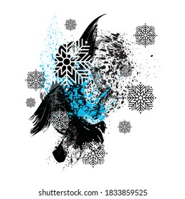 Figured brush strokes brush and ink. Winter holiday concept. Winter seasonal texture.
