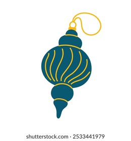 Figured Christmas tree decoration. Cute simple Christmas design element. Festive flat clipart