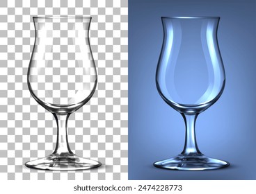 Figured glass on a transparent and blue background. Vector illustration